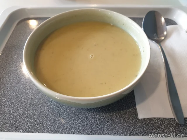 Zucchinicreme-Eintopf (La,Sl), dazu eine Scheibe Bauernbrot (Gl)