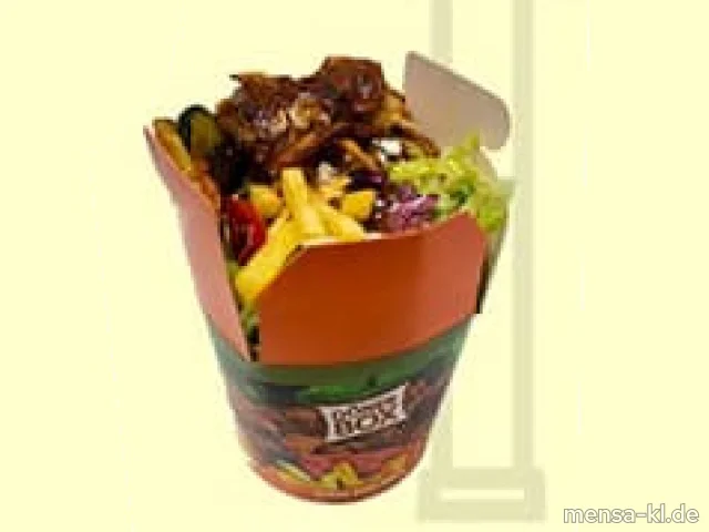 Döner-Box mit Hähnchenfleisch, Käse und Pommes <a href="https://goo.gl/maps/NU7aJQFQwNAhdiGN6">[➡️ Davenportplatz 4]</a>