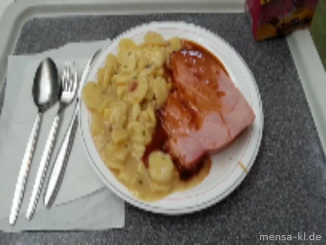 Grillschinken (2,4,S,Lfrei) mit warmem Kartoffelsalat (2,3,4,S,Lfrei)