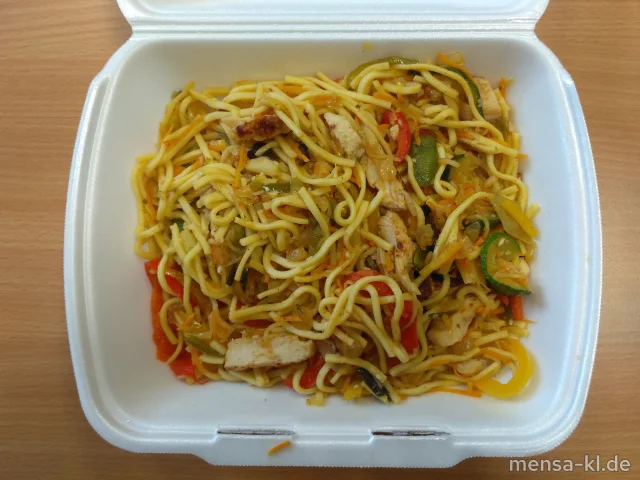 Gebratene Mie-Nudeln mit Asia-Gemüse und Hähnchenbruststreifen (Gl,Sl,Se,G)