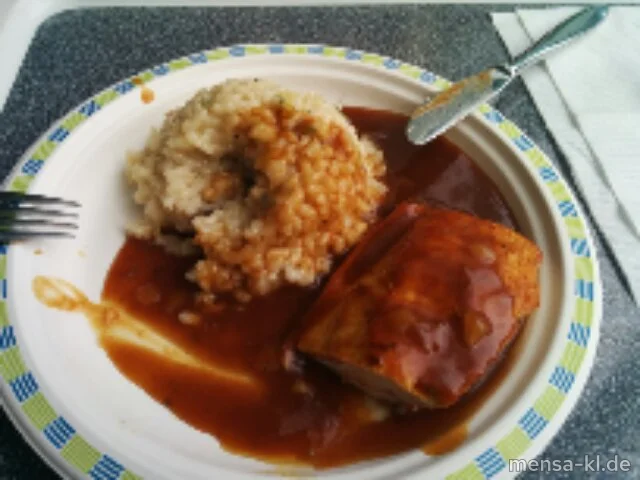 Truthahnsteak (G) mit Rosmarin-Jus (A) und Steinpilzrisotto (A)