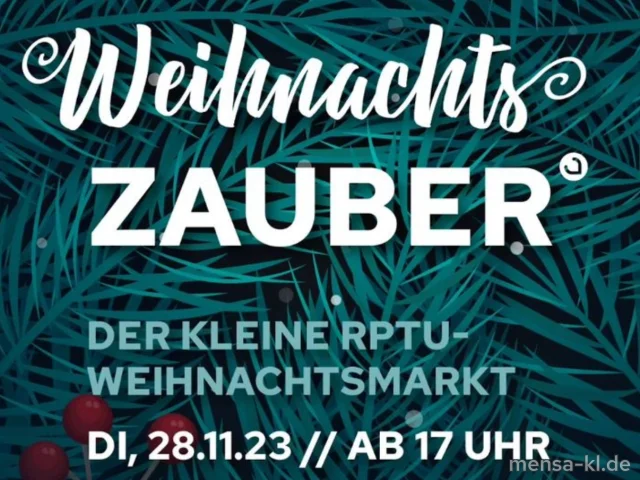 Heute findet der RPTU-Weihnachtsmarkt statt. 17-22 Uhr, Grillhütte hinter dem Unisport. Siehe <a href="https://zsgw.rptu.de/events/weihnachtszauber">zsgw.rptu.de</a> für Details.